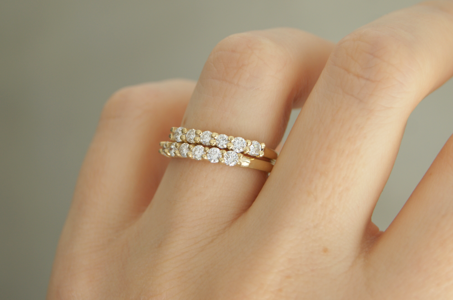 Anillo media churumbela Maya | Diamantes naturales en oro amarillo 14k, a tu talla