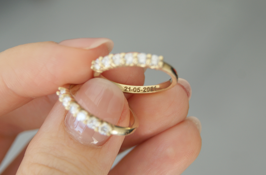 Anillo media churumbela Maya | Diamantes naturales en oro amarillo 14k, a tu talla