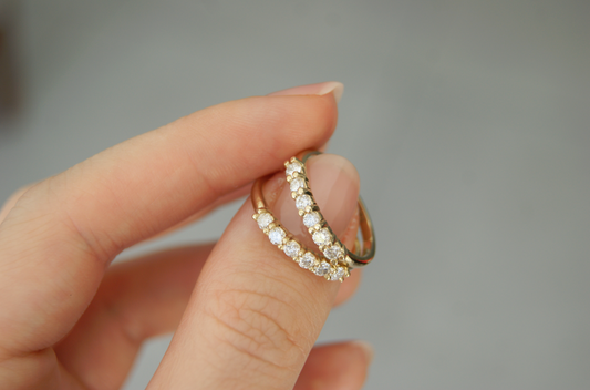 Anillo media churumbela Maya | Diamantes naturales en oro amarillo 14k, a tu talla
